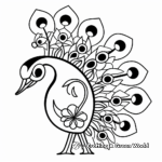 Abstract Peacock with Flowers Coloring Pages 2