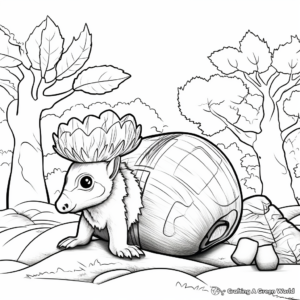 Acorn and Animals: Friendly Scene Coloring Pages 2