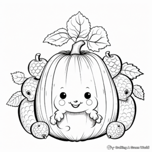 Acorn and Animals: Friendly Scene Coloring Pages 3