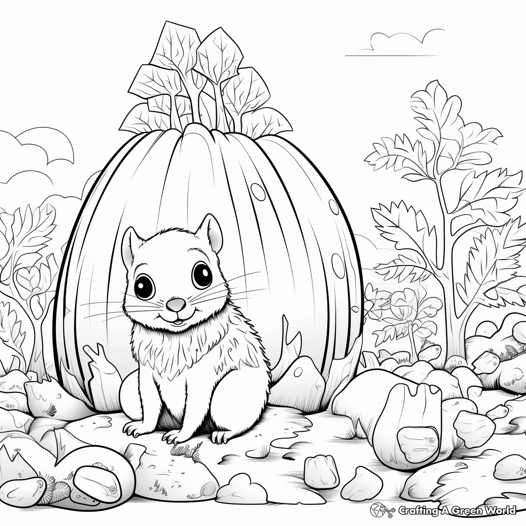 Acorn and Animals: Friendly Scene Coloring Pages 4