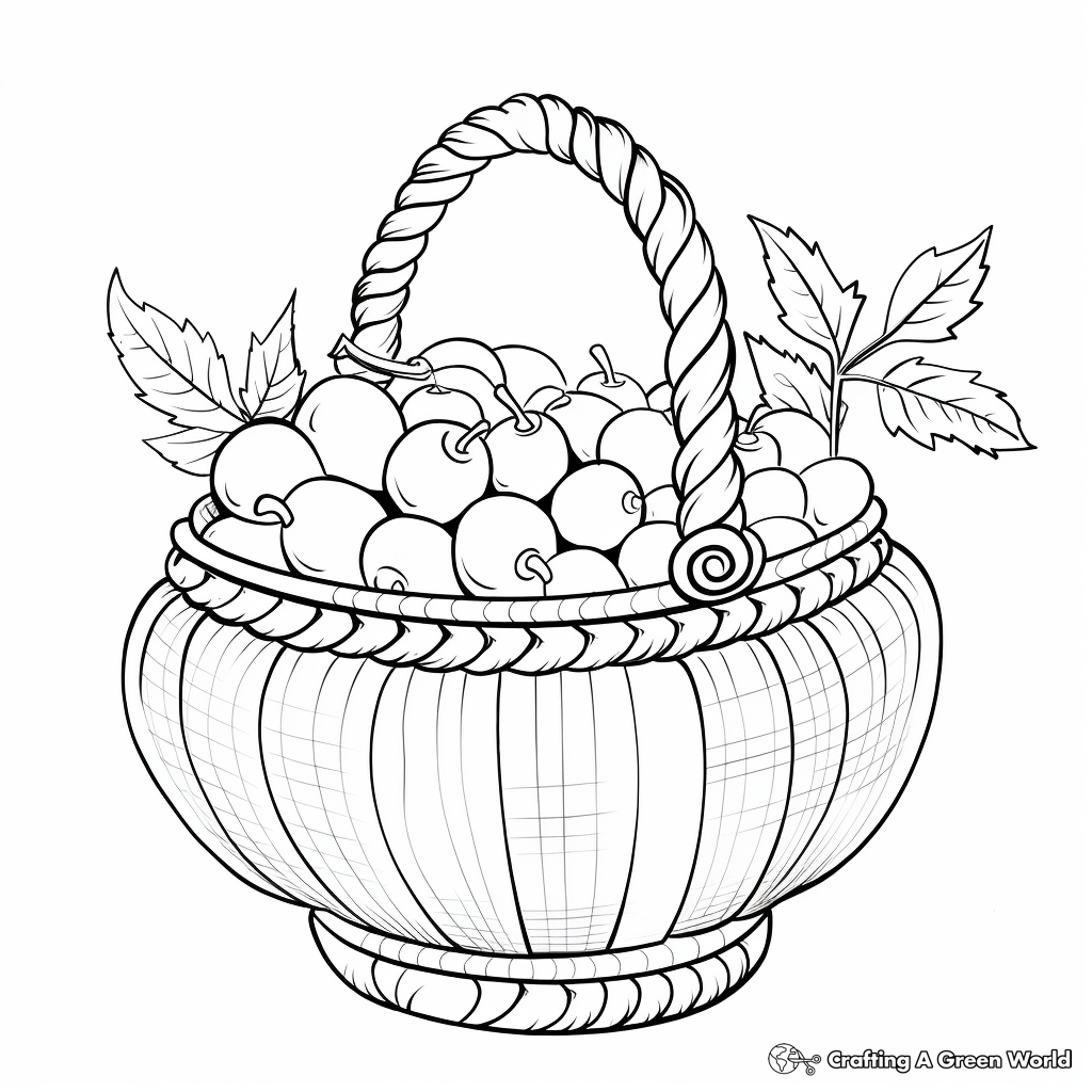 Acorns in a Basket Coloring Sheets 3