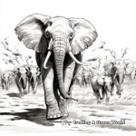 Action Packed African Elephant Stampede Coloring Pages 1