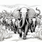 Action Packed African Elephant Stampede Coloring Pages 2
