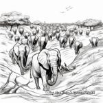 Action Packed African Elephant Stampede Coloring Pages 3