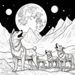 Action-Packed Wolf Pack Howling at the Moon Coloring Pages 1