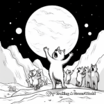 Action-Packed Wolf Pack Howling at the Moon Coloring Pages 2