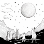 Action-Packed Wolf Pack Howling at the Moon Coloring Pages 3