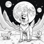 Action-Packed Wolf Pack Howling at the Moon Coloring Pages 4