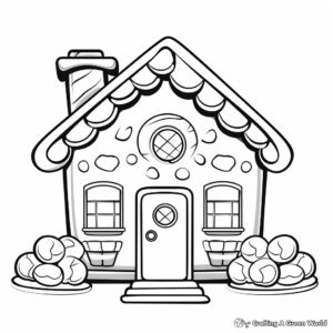 Adorable Christmas Gingerbread House Coloring Pages 1