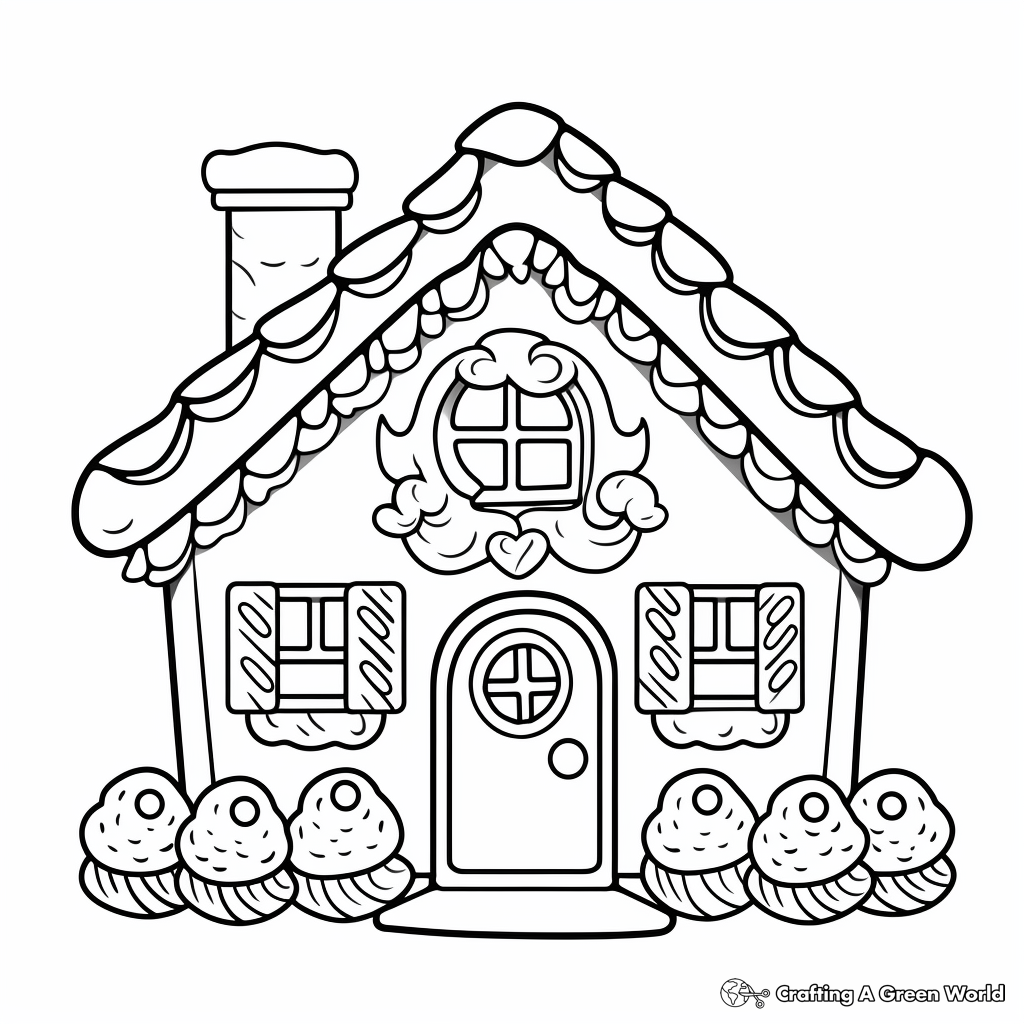 Adorable Christmas Gingerbread House Coloring Pages 2