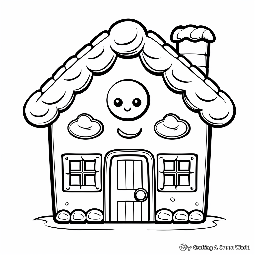 Adorable Christmas Gingerbread House Coloring Pages 4