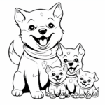 Adorable Shiba Inu Family Coloring Pages 3