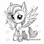 Adorable Unicorn with Feathered Wings Coloring Pages 1