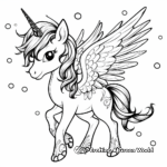 Adorable Unicorn with Feathered Wings Coloring Pages 2