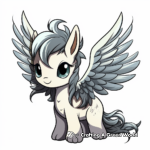 Adorable Unicorn with Feathered Wings Coloring Pages 3