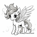 Adorable Unicorn with Feathered Wings Coloring Pages 4