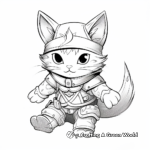Adventurous Cat Ninja Quest Coloring Pages 1