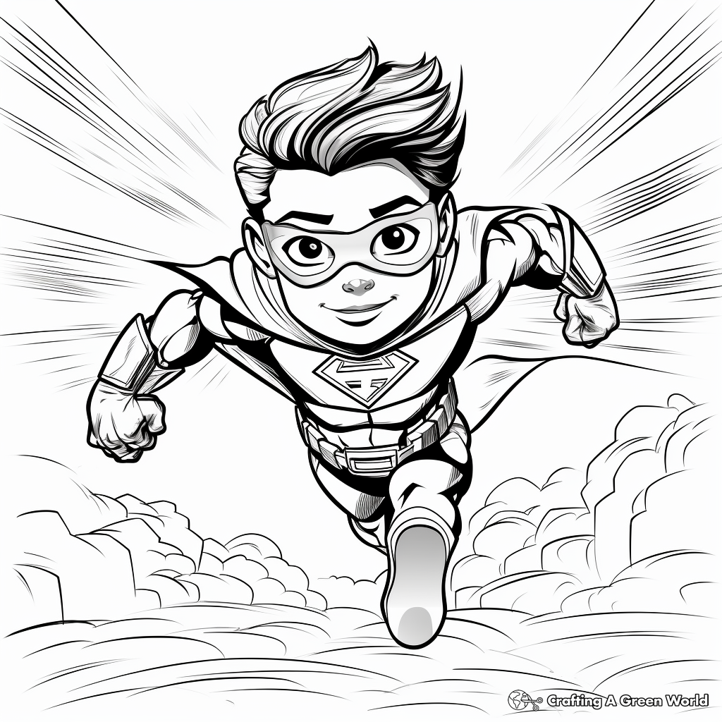 Adventurous Superhero Clip Art Coloring Pages 2