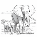 African Elephant Herd Coloring Sheets 2