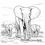 African Elephant Herd Coloring Sheets 3