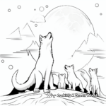 Alpha Wolf Leading the Pack and Howling at the Moon Coloring Pages 1