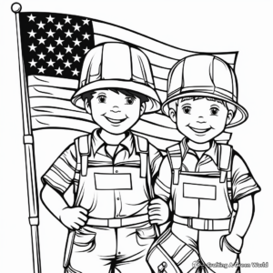 American Flag and Workers Labor Day Coloring Pages 2