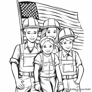 American Flag and Workers Labor Day Coloring Pages 4