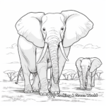 An African Elephant Family: Printable Coloring Pages 2