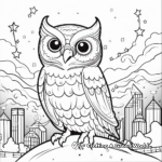 An Owl's Nightlife: Starry Sky Coloring Pages 4