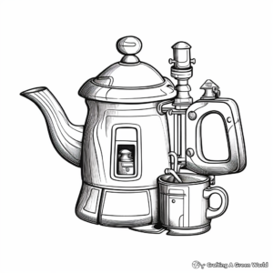 Antique Moka Pot Coffee Maker Coloring Pages 1