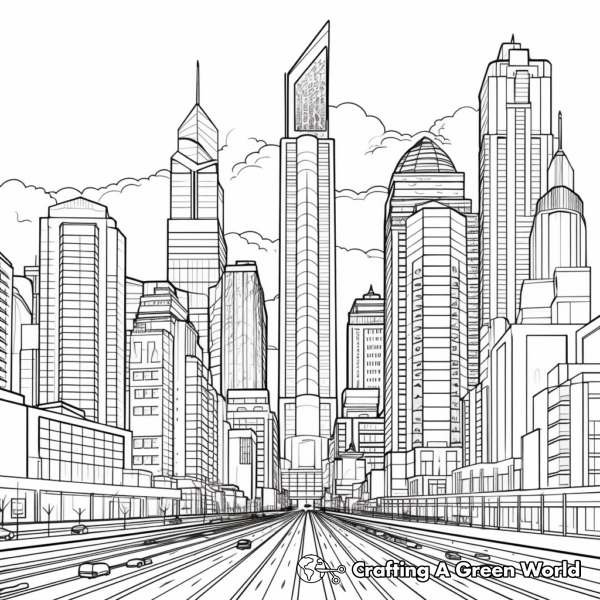 Architectural Skyscraper City Coloring Pages 1