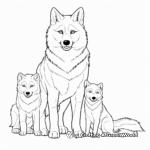 Arctic Wolf Family Coloring Sheets 3