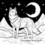 Arctic Wolf in Aurora Borealis Night Sky Coloring Pages 1