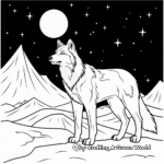 Arctic Wolf in Aurora Borealis Night Sky Coloring Pages 2