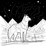 Arctic Wolf in Aurora Borealis Night Sky Coloring Pages 3