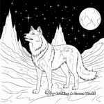 Arctic Wolf in Aurora Borealis Night Sky Coloring Pages 4