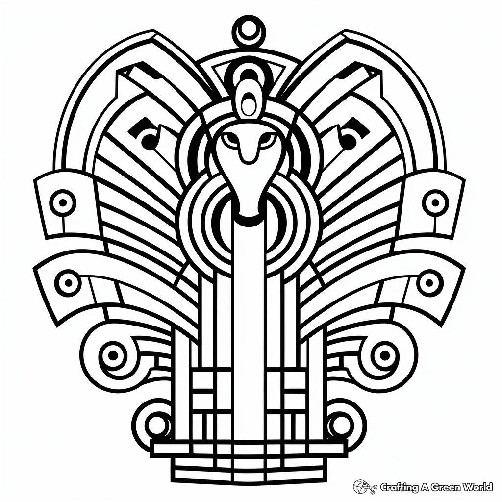 Art Deco Peacock Coloring Pages 1