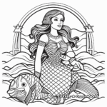 Art Deco Style Mermaid Coloring Pages 1