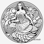 Art Deco Style Mermaid Coloring Pages 2