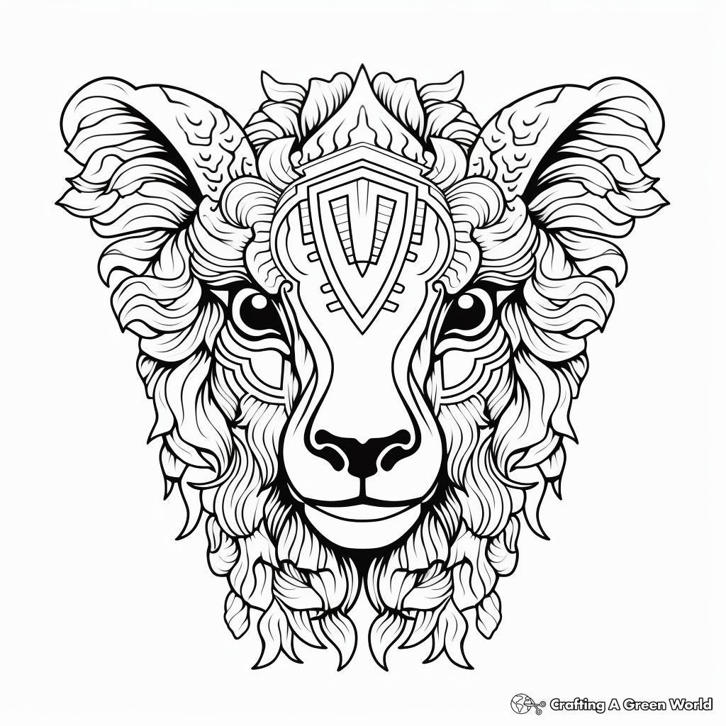 Artistic Abstract Sheep Head Coloring Pages 1