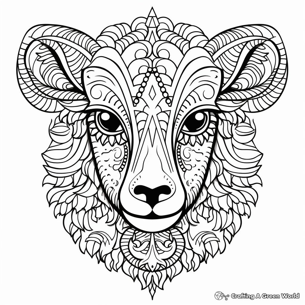 Artistic Abstract Sheep Head Coloring Pages 3