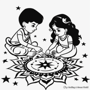 Artistic Rangoli Designs Coloring Pages 1