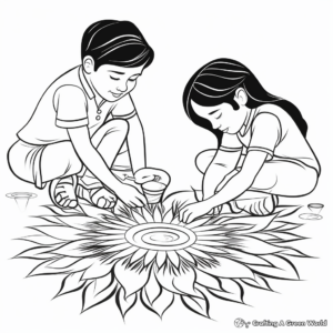 Artistic Rangoli Designs Coloring Pages 2