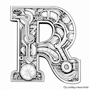 Artistically Inspired Abstract Letter R Coloring Page 3