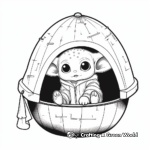 At Home in the Universe: Baby Yoda's Spaceship Coloring Pages 1