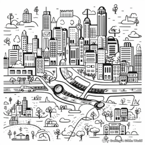 Attractive City Map Coloring Pages 1