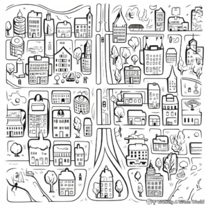Attractive City Map Coloring Pages 3
