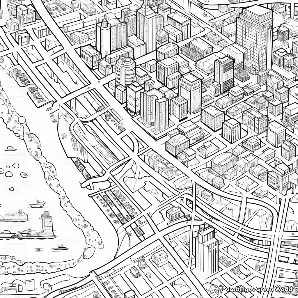 Attractive City Map Coloring Pages 4
