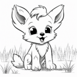Baby Fox in a Forest Coloring Pages 1