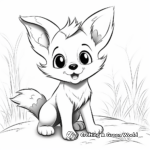 Baby Fox in a Forest Coloring Pages 3